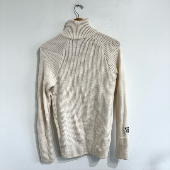 Neomondo Narvik rib wool sweater jumper quarter zip unisex cream - Picture 2 of 8